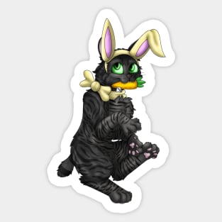 Bobtail BunnyCat: Black Tabby (Yellow) Sticker